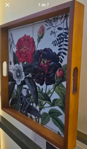 BANDEJA 43 CM X 43 CM NATUREZA BOTÂNICA
