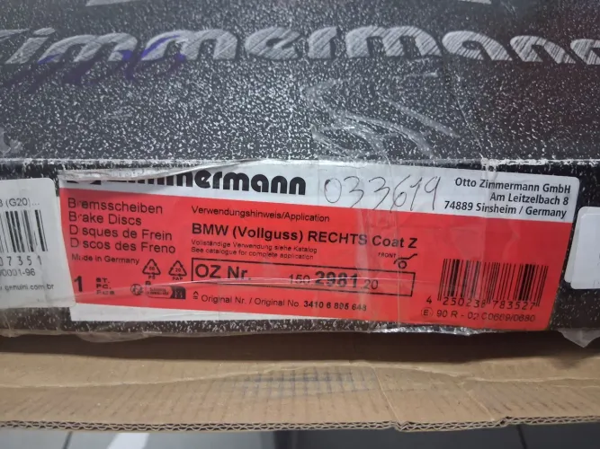 Par de Discos de freio dianteiro zimmerman bmw x6 40i