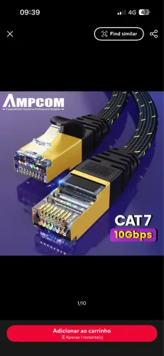 cabo ethernet cat7 flat(plano)15 metros