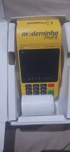 Maquininha moderninha pagbank proft com chip caixa e bobina extra e manual