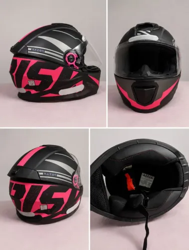 Capacete Norisk Razor Preto Fosco Rosa Tam 56 - Novo, Nunca Usado