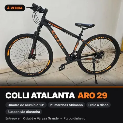 Bicicleta Colli Atalanta Aro 29 Alumínio 21 Marchas Shimano Freio a Disco