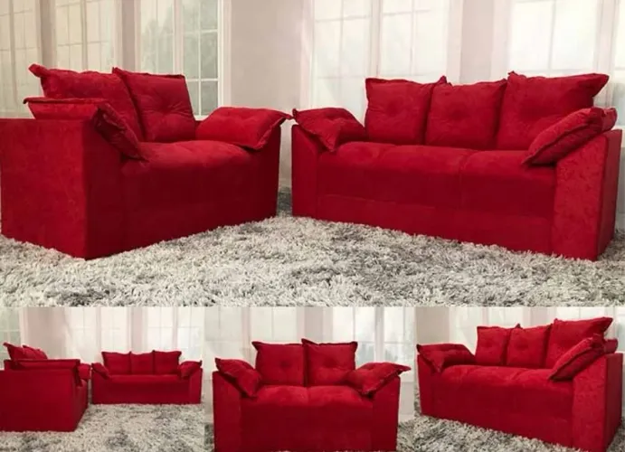 Sofá 2 e 3 lugares fixo Almofadão 