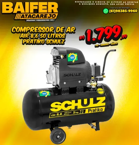 Compressor de Ar AIR 8,6 50 Litros Pratiko Schulz