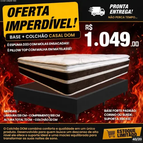 Base + Colchão Casal Dom