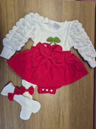 1 a 3 meses Conjunto body vestido + meias
