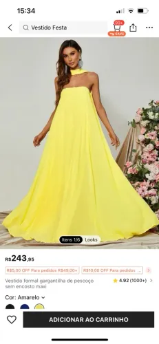 Vestido festa amarelo