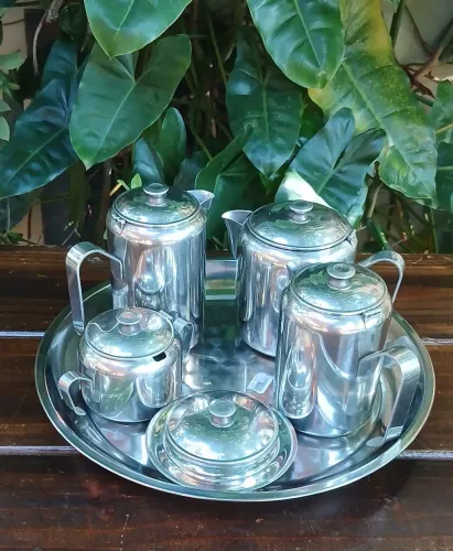 Jogo de chá e café inox Meridional 6 peças! 