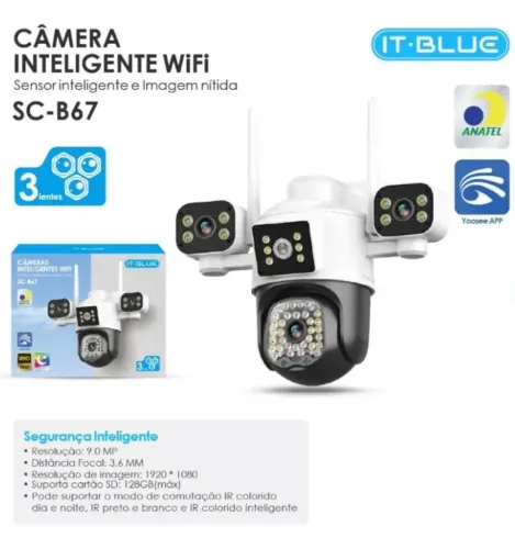 Câmera speed dome de segurança área externa 9MP visão noturna (Unica com 3 câmeras)