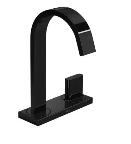  Torneira de Mesa com Chapa Bica Alta para Lavatório Polo 1191 BL33 NO Black Noir Deca