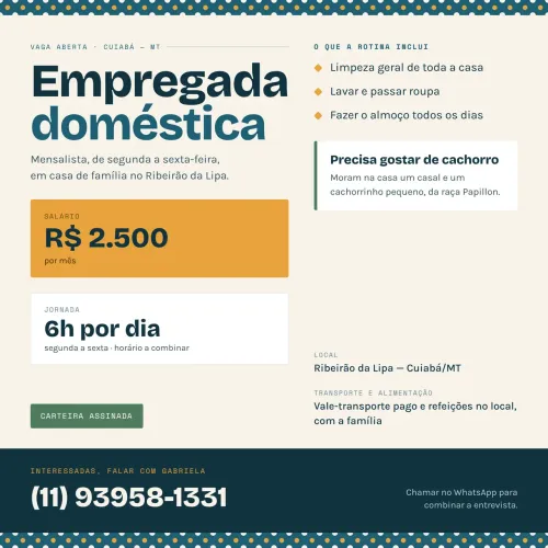 Vaga para empregada doméstica
