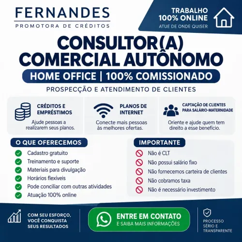 Consultor Comercial Autônomo Home Office