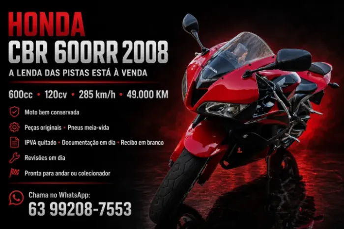 CBR 600RR 2008, muito conservada 