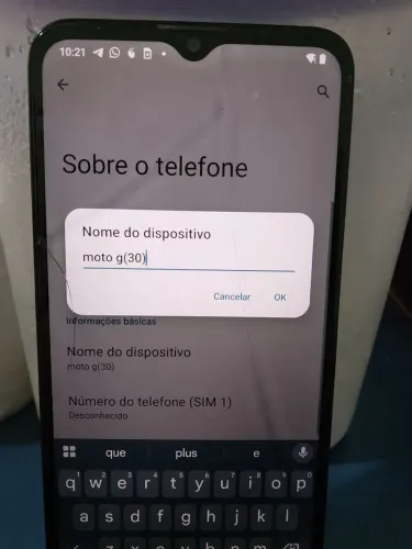 Moto g30 ,com alguns trincos na tela, funcionando