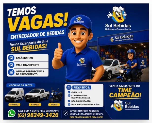 Estamos contratando entregador e ajudante 