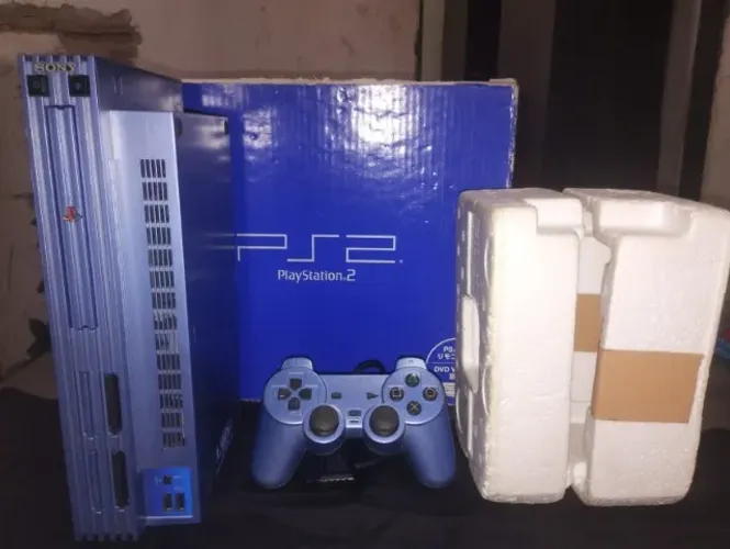 PS2 FAT AQUA BLUE SCPH-39000 OTIMO ESTADO