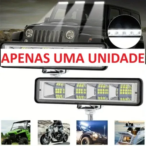 Farol Auxiliar Barra Luz LED 72W Automotiva 24 Leds