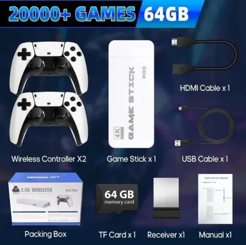 Game Stick M15 Pro Com 2 Controles Sem Fio + 20 mil Jogos