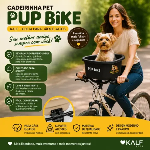 Cadeirinha Pet Bicicleta Pup Bike Cesta Cachorro e Gato - ÓTIMO PARA PASSEAR !!