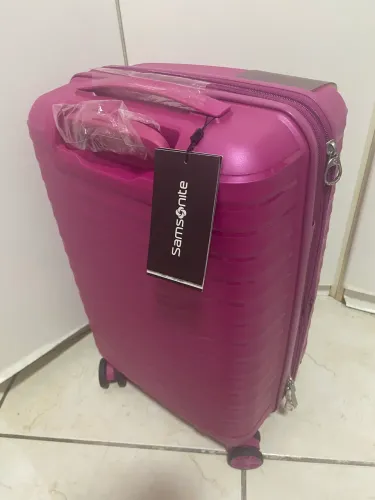 Mala de Bordo Samsonite Bon-X Rosa - Nova | Rodas 360° | Cadeado TSA