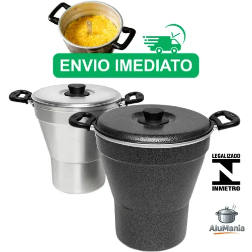 Cuscuzeiro Nordestino Alumínio Reforçado | Polido e Craqueado | Tamanhos 14, 16 e 18