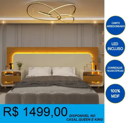 CABECEORA COM LED EM VOLTA = COMPRE HOJE E RECEBA EM ATE 72H