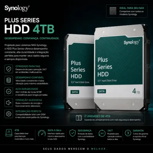 HDD Synology Plus Series 4TB para NAS