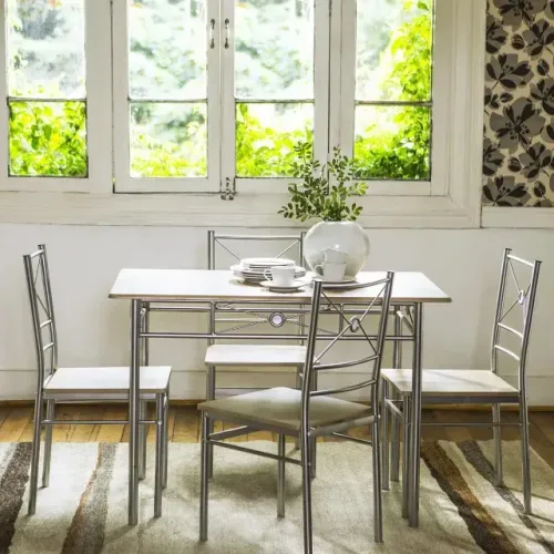 Conjunto Sala De Jantar Mesa Com 4 Cadeiras Brasilia Just Home Collection