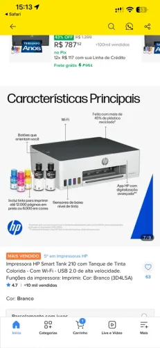 Vendo Impressora HP SMART TANK 210