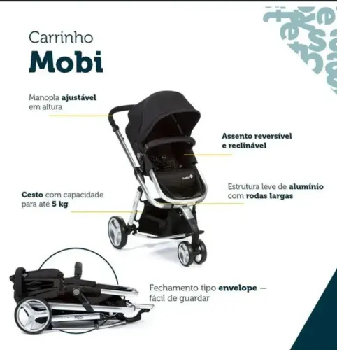 Carrinho de Bebê com Bebê Conforto Safety 1st TS Mobi Duo 3 Rodas até 15kg