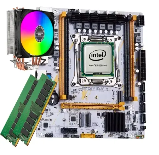 Kit Xeon X99 Qiyida K9S, 2680V4, 16Gb Ram, Air Cooler - Novos