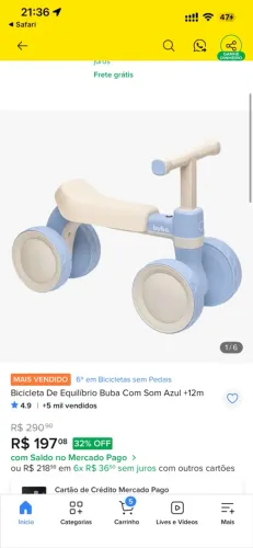 Bicicleta de equilíbrio Buba azul