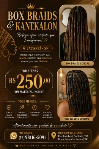 Box braids e Kanekalon 