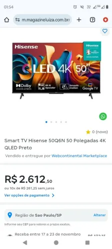 Tv 50 polegadas,4k com Alexa Q led. 6 meses de uso na caixa