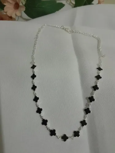 Choker Trevinho Preto Resinado Folheado a Prata 925