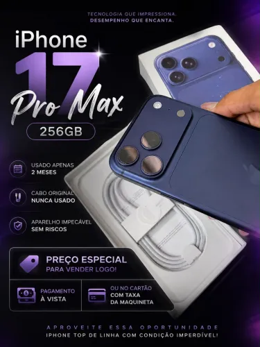 iPhone 17 pro max azul, usado menos de 2 meses 