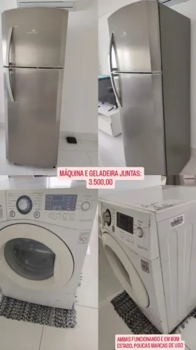 Geladeira + Máquina Lava e Seca em bom estado de particular. Funcionando