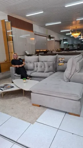 Sofa de canto retrátil e reclinável molas ensacadas 