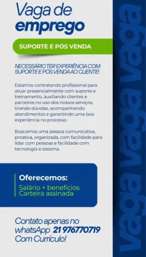 OPORTUNIDADE DE EMPREGO!