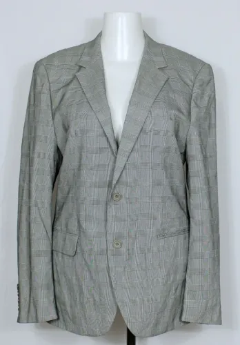 Blazer social alfaiataria masculina preto e branco xadrez quadriculada - Ref. 5383