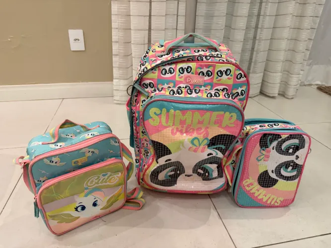 Mochila Estojo e lancheira da Puket