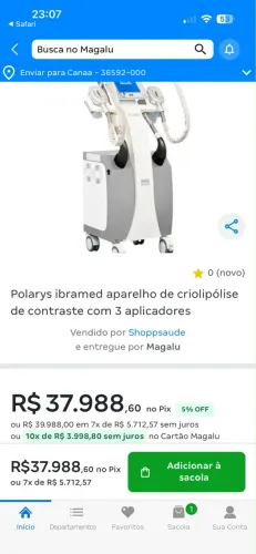 Polarys, Aparelho de criolipolise de contraste com 3 aplicadores