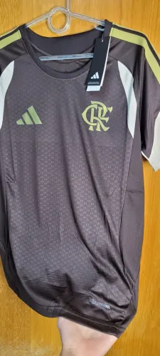 Camisa de treino do flamengo marrom com bege