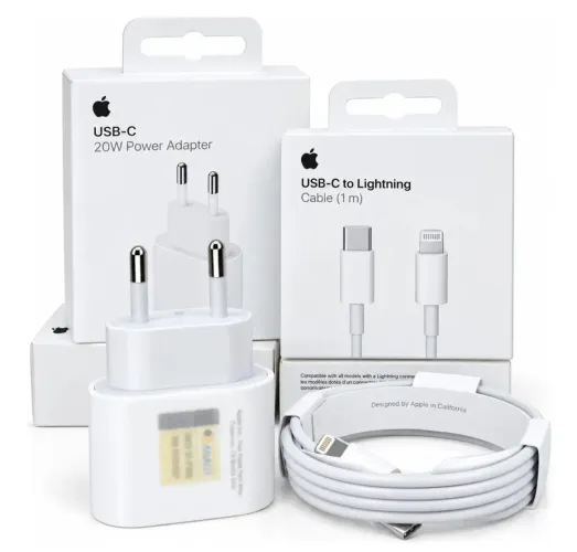 Kit Carregador Apple Original Fonte USB-C + Cabo Tipo Lightning