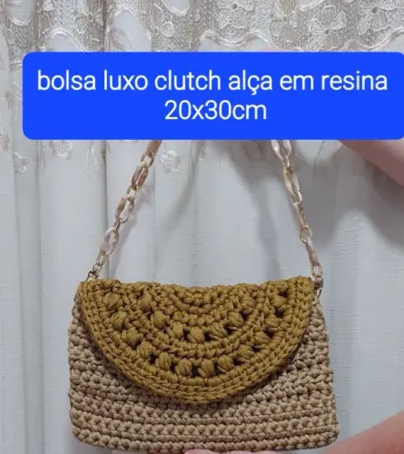Bolsa clutch luxo com alça em resina e fio náutico