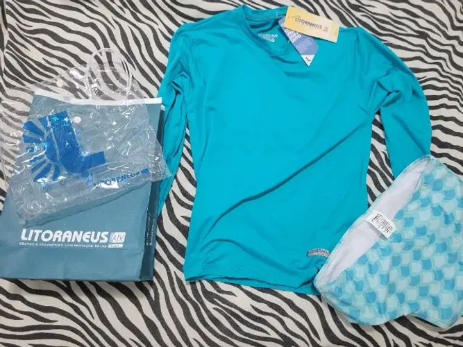 biquíni infantil litoraneus com camisa uv 50. tam 10 anos