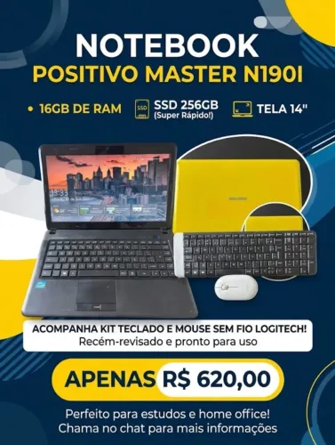 Notebook Positivo Master N190i - 16GB de RAM + SSD 256GB (Super Rápido!)