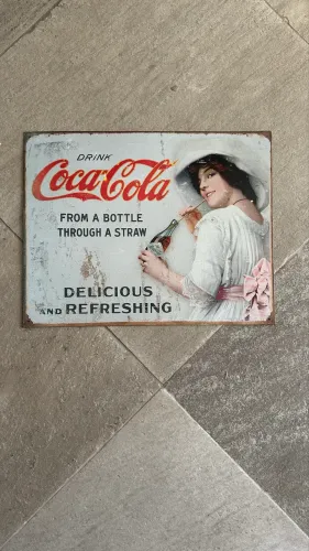 Placa decorativa metal coca cola