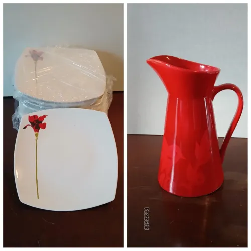 Kit jantar Prato quadrado + Jarra 