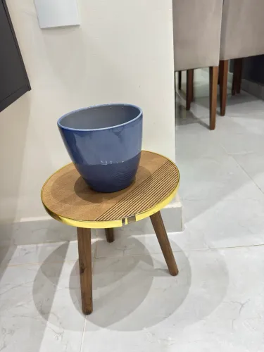 Vaso de planta e banco decorativo